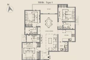 Courtyard by Vedant Suraksha 3bhk floor plan
